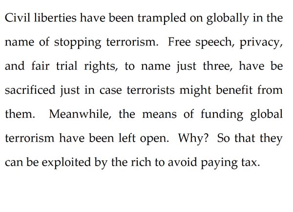 terrorism civil liberty and tax evasion