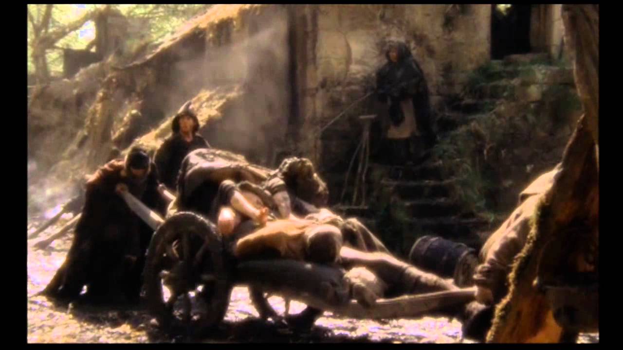 scene from monty python - bring out your dead - black plague and black humour